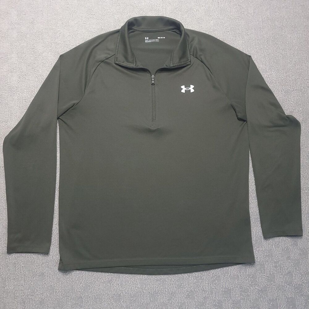 Under Armour UA Tech 2.0 Shirt Mens M Long Sleeve 1/2 Zip Dark Green - Picture 3 of 8